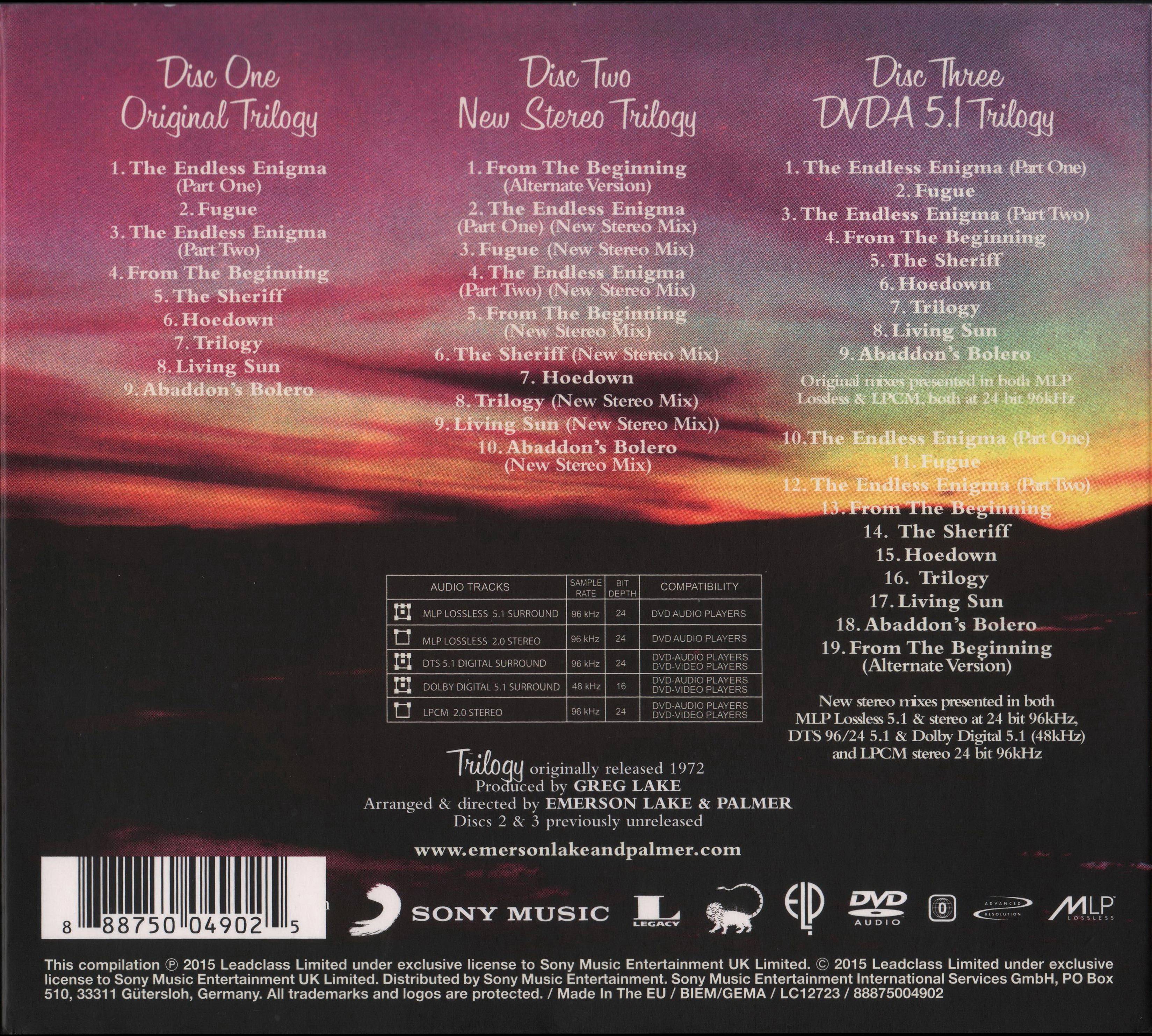 Emerson, Lake and Palmer Trilogy deluxe edition [ak d]